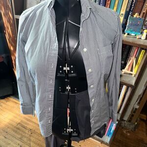 J Crew blue pinstripe preppy boy fit button down 0P top